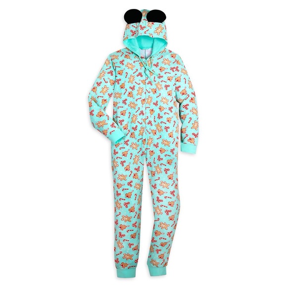 Disney mint gingerbread print hooded one piece pajamas (XXL) - Picture 1 of 9